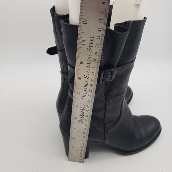 Black Leather Boots Heels Made in Italy Womens size 38 or US 7.5 - Picture 7 of 14